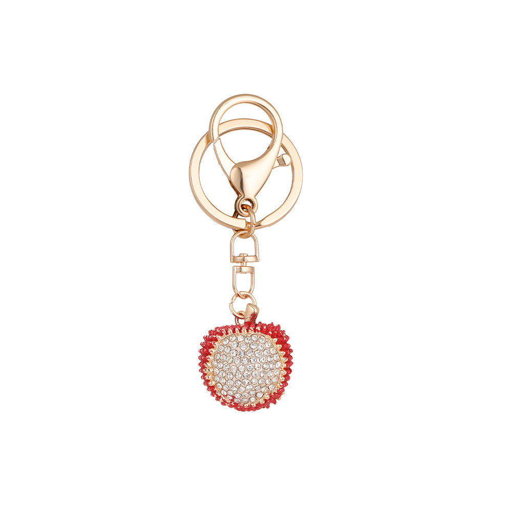 Wholesale Metal Diamond Lychee Fruit Car Keychain Ornament
